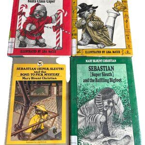 Sebastian super sleuth 4 book lot hc early readers mystery HC Pb whimsical vtg